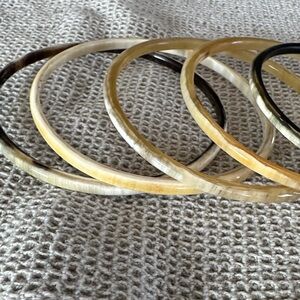 Set of 5 Bone Black and Cream Bangle Bracelet